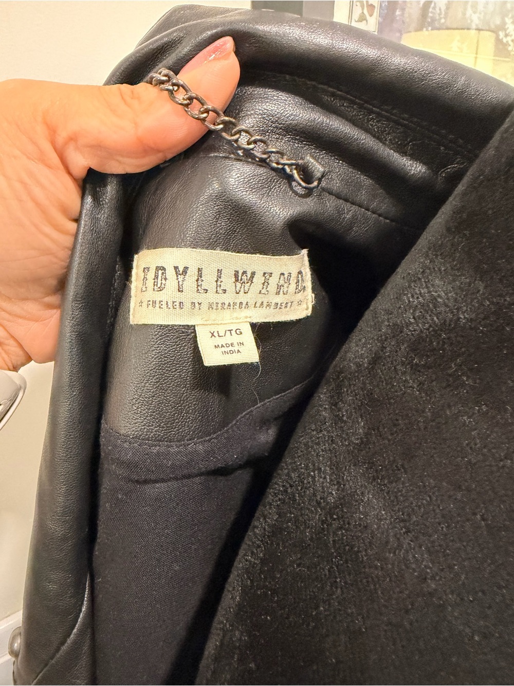 Idyllwind Black Leather Studded Moto Jacket with Pink & Yellow Floral Embroidery - Picture 4 of 5